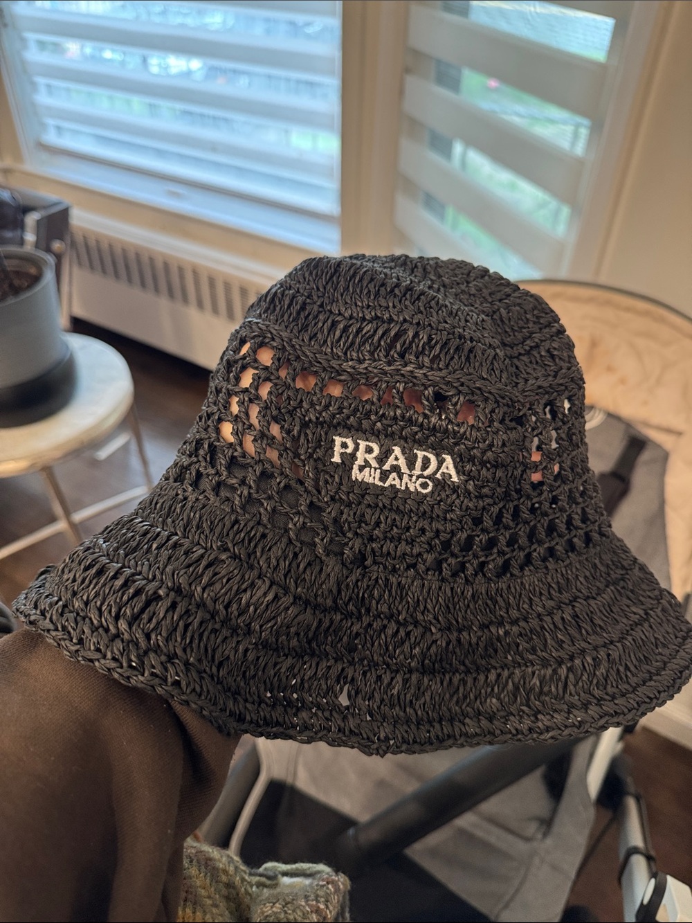 Black Crochet Bucket Hat